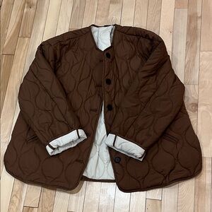 Zara Brown Quilted Puffer Jacket